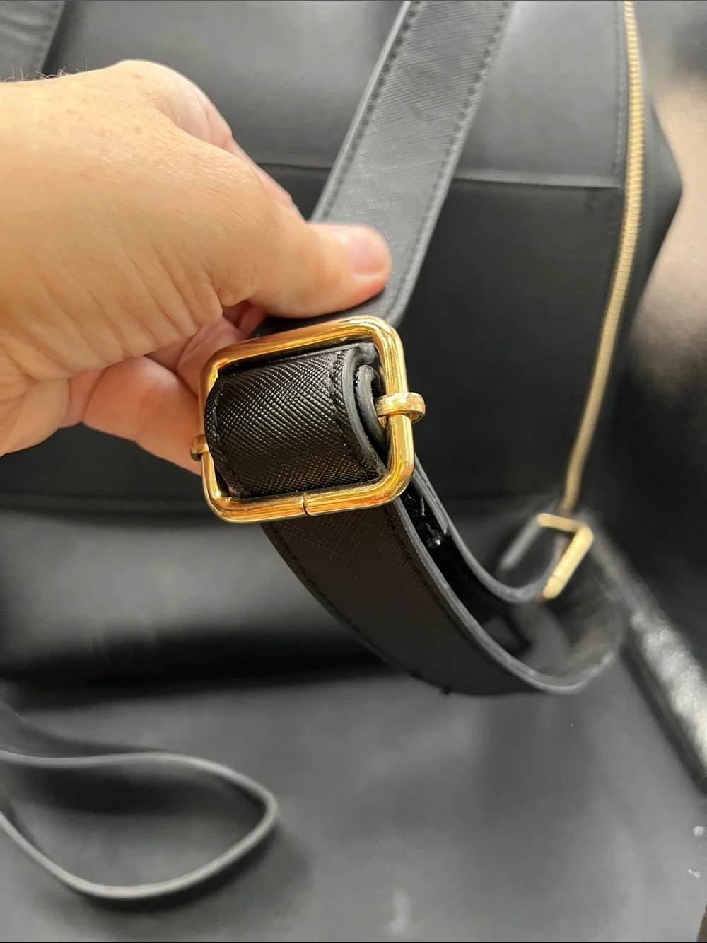 Calpak Black Faux Leather Backpack with Gold Hardware